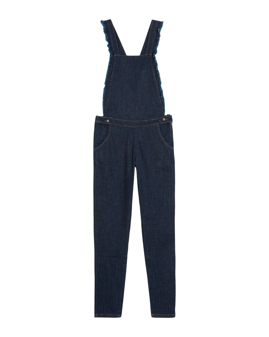 Salopette dos croisé coton bio denim bleu foncé