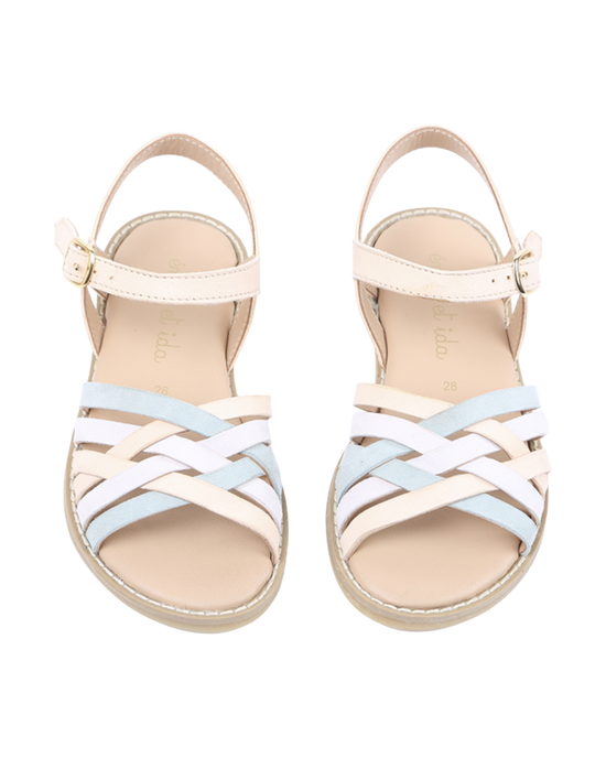 emile et ida Sandales cuir tresses multico