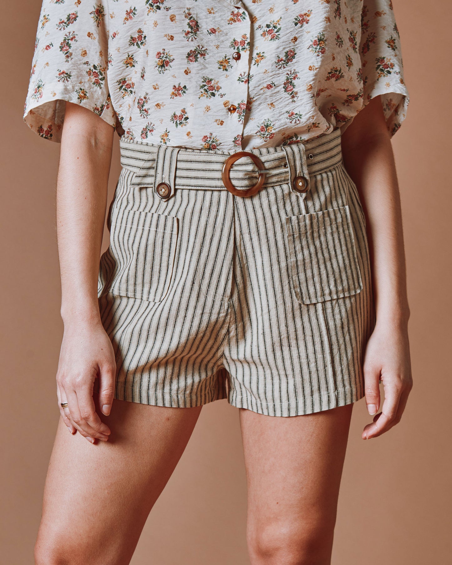 Short - Boucle rayé écru et noir