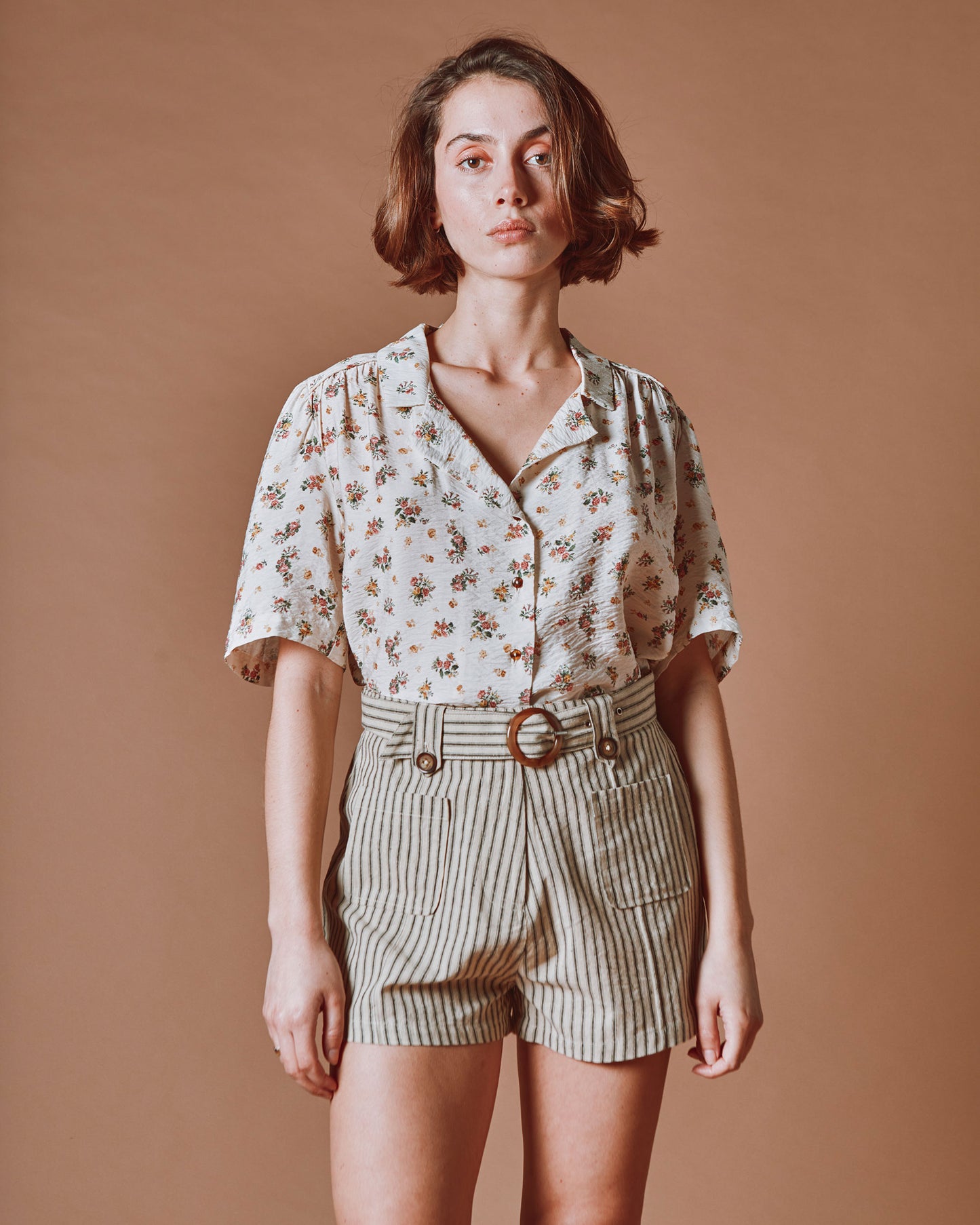 Short - Boucle rayé écru et noir