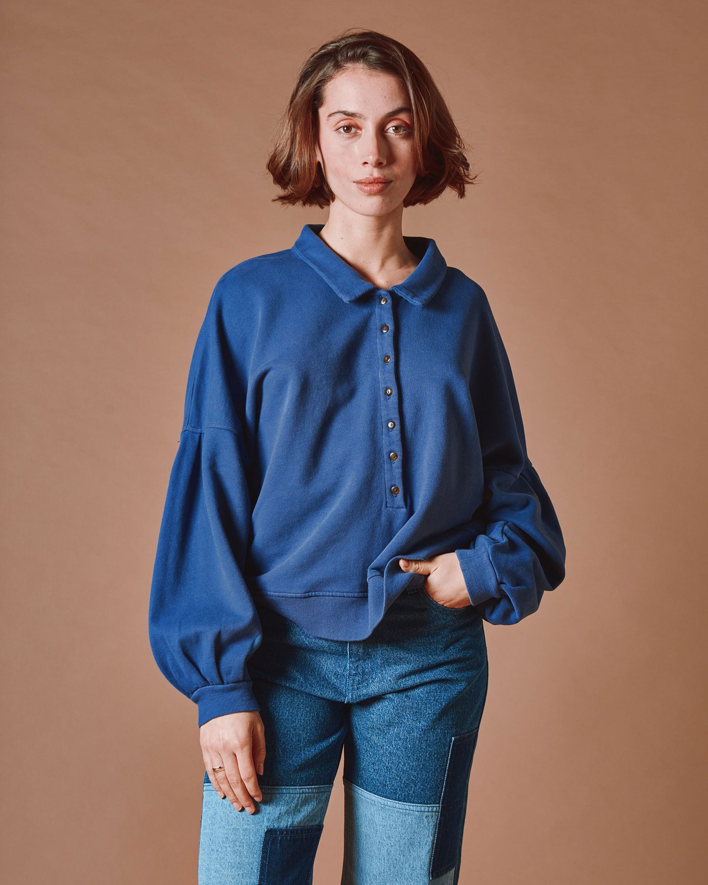 Sweat - Boutonné marine