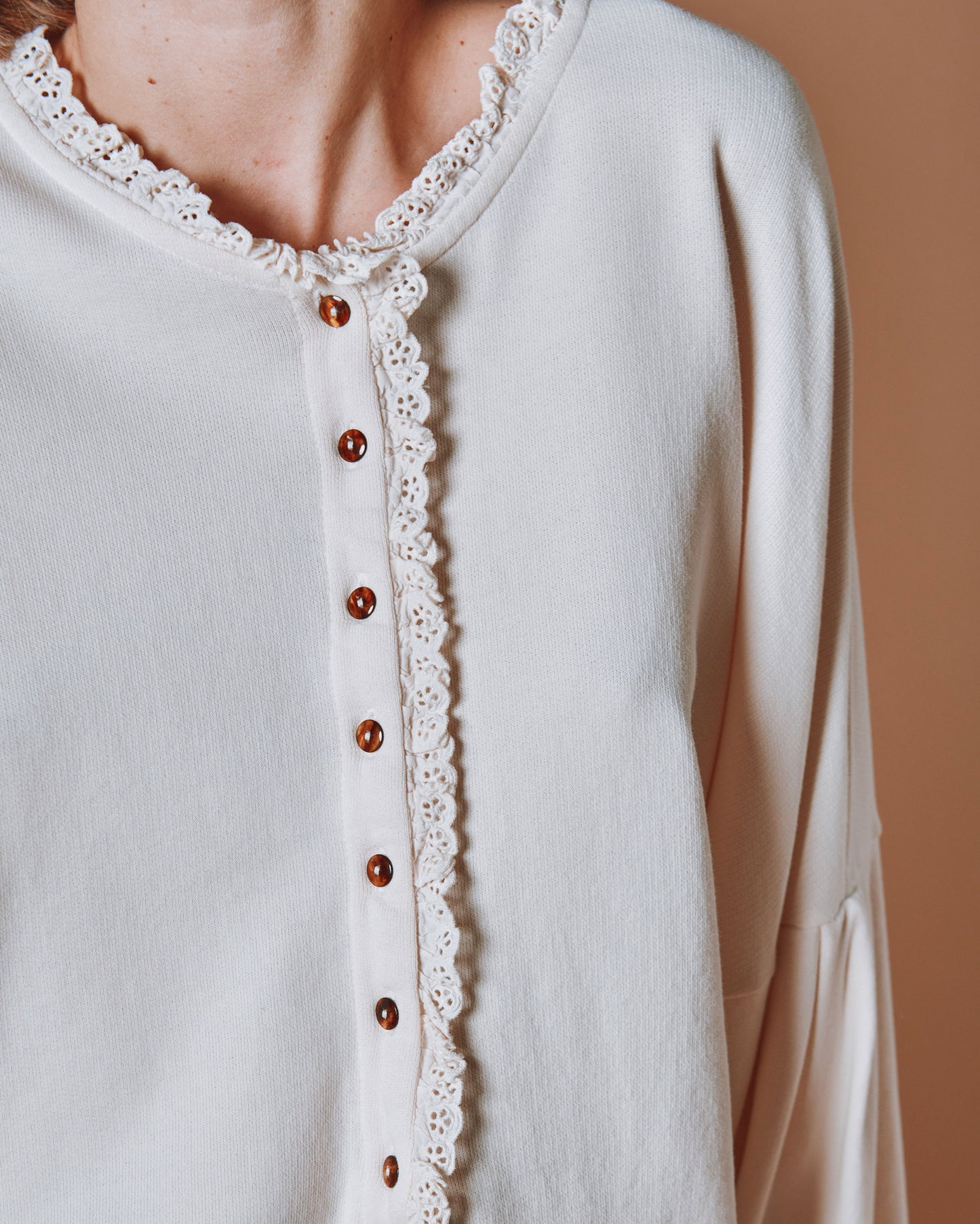Sweat - Broderie anglaise crème