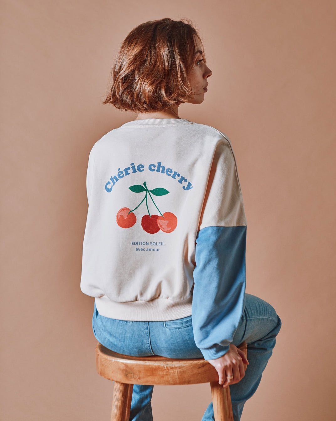 Sweat - Chérie Cherry bicolore écru