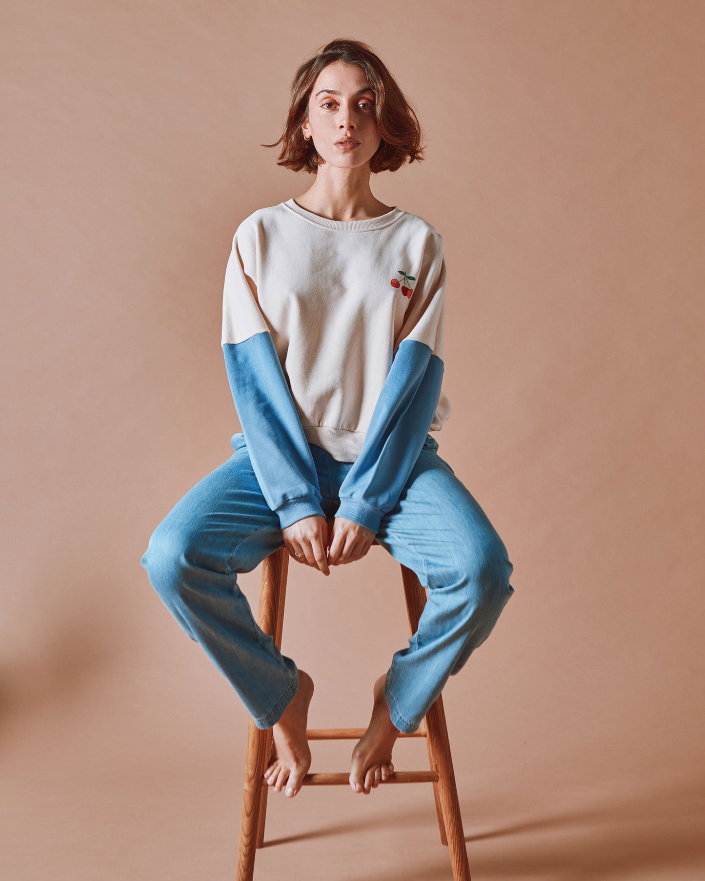 Sweat - Chérie Cherry bicolore écru