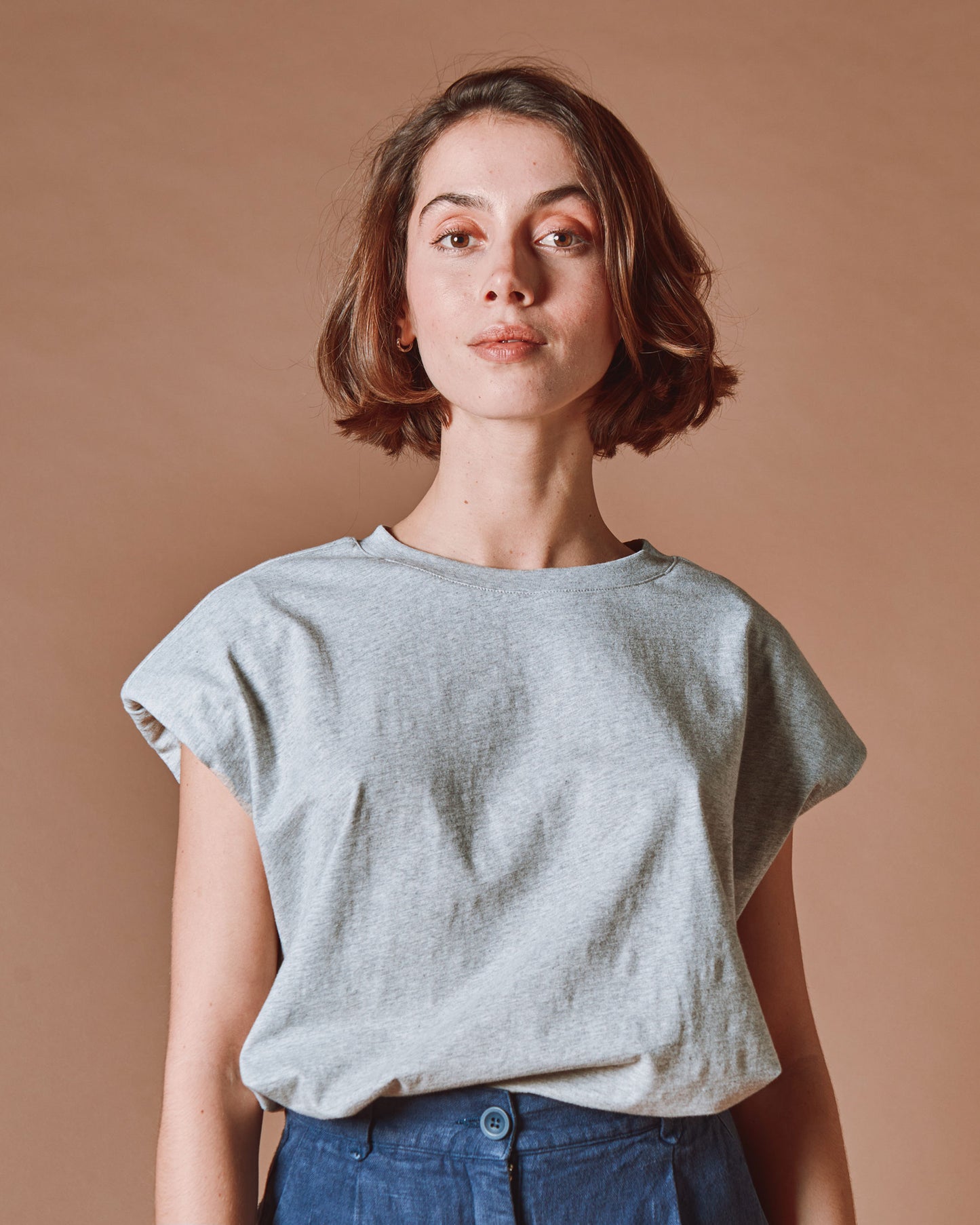 T-shirt - Épaulettes gris chiné