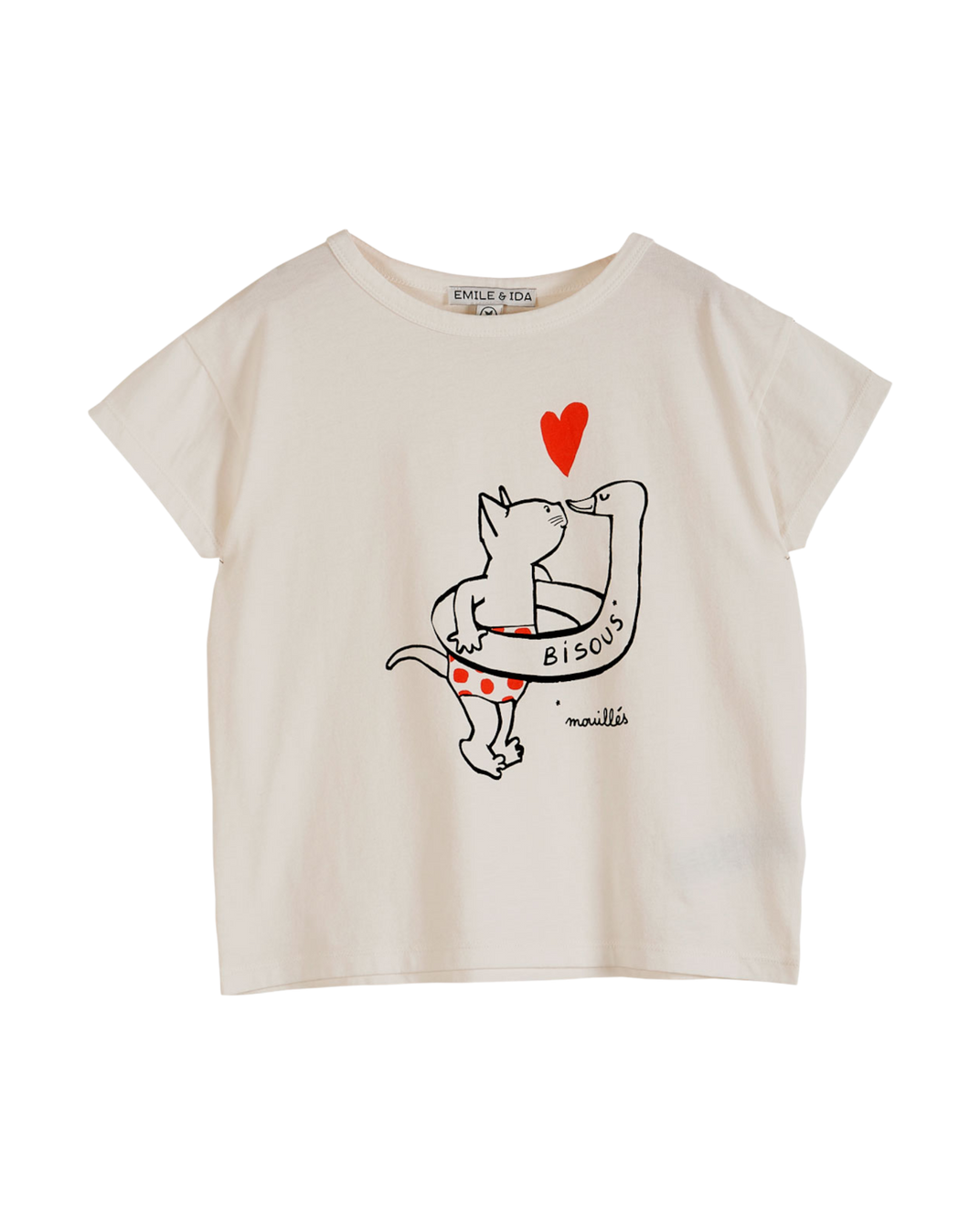 White cotton cat print t-shirt