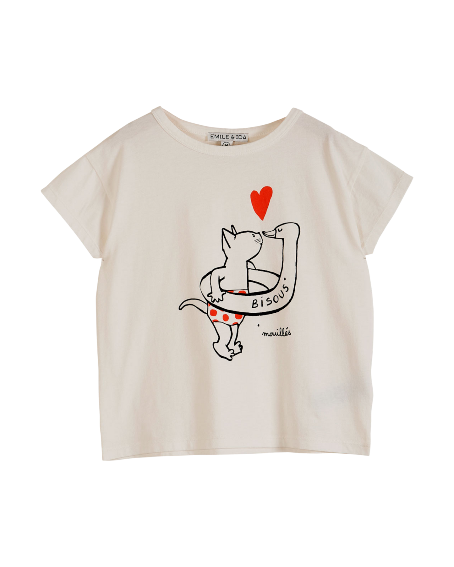 White cotton cat print t-shirt