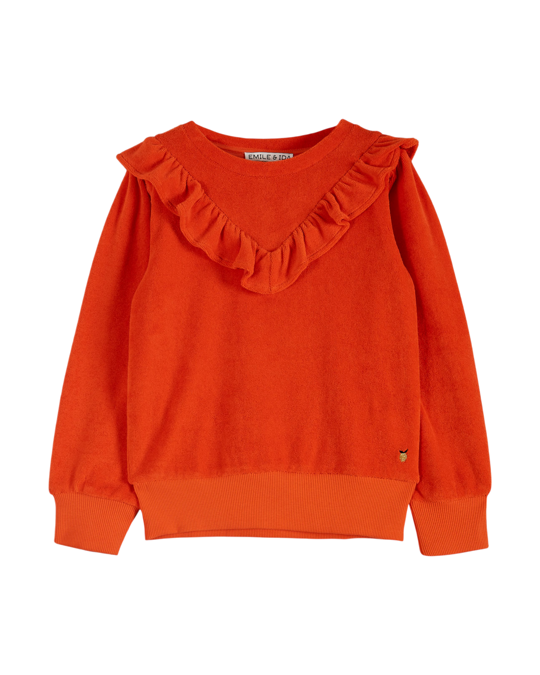 Red velvet terry sweatshirt