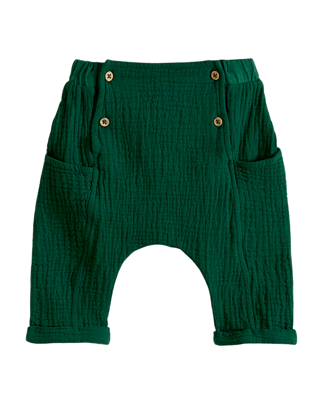 Green double-sided cotton gauze harem pants