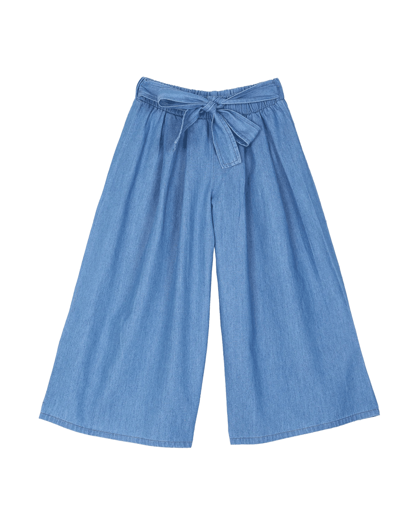 Pantalon noué chambray bleu clair