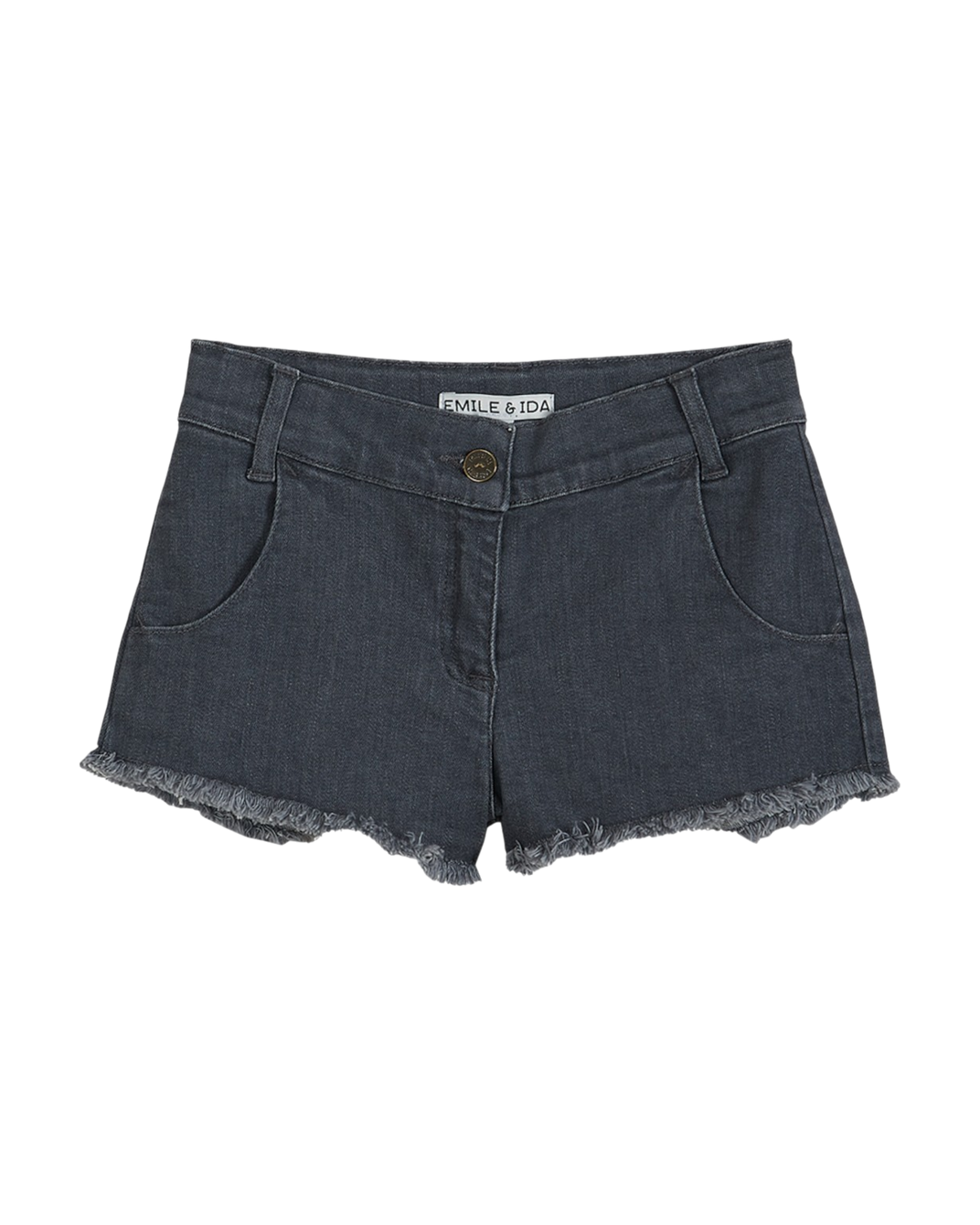 Short - Brodé chat denim gris