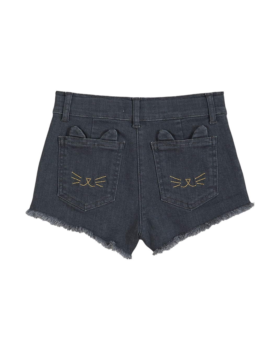 Grey denim cat embroidered shorts