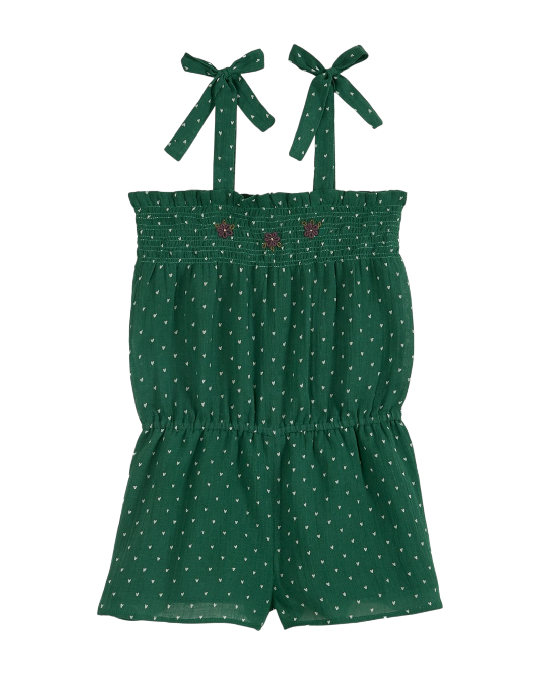 Combishort - À bretelles voile de coton vert