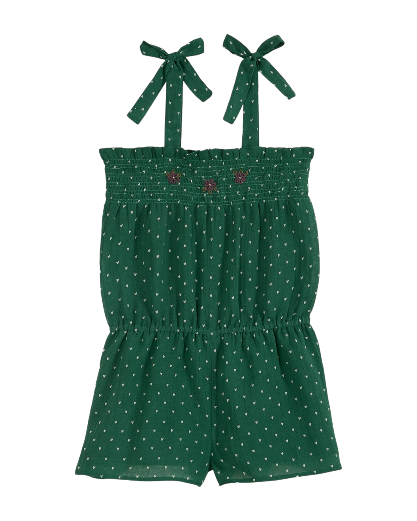 Combishort - À bretelles voile de coton vert