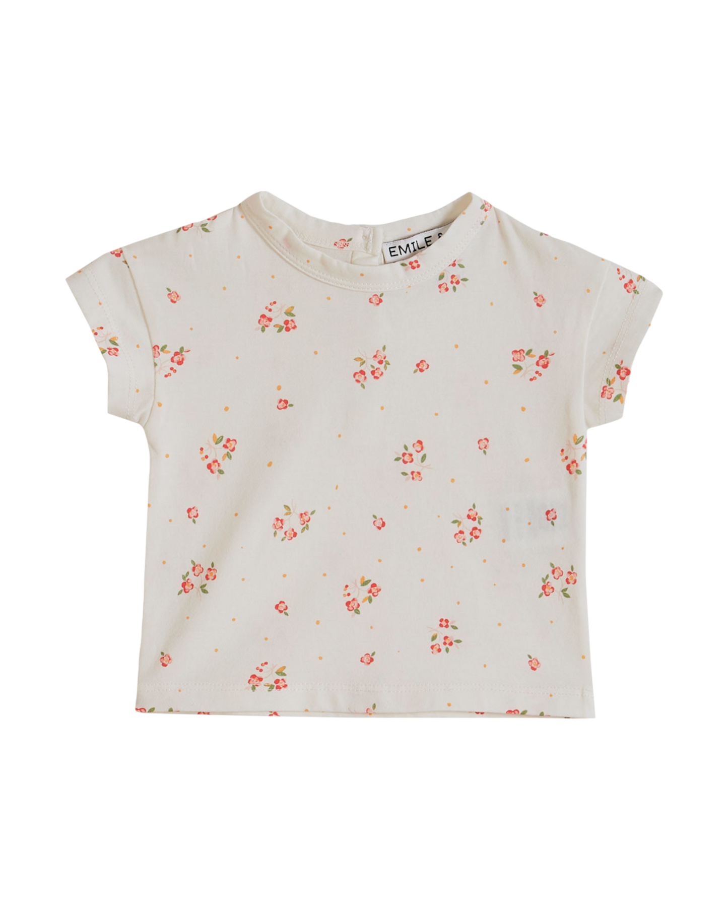 T-shirt - Coton bio à fleurs blanc