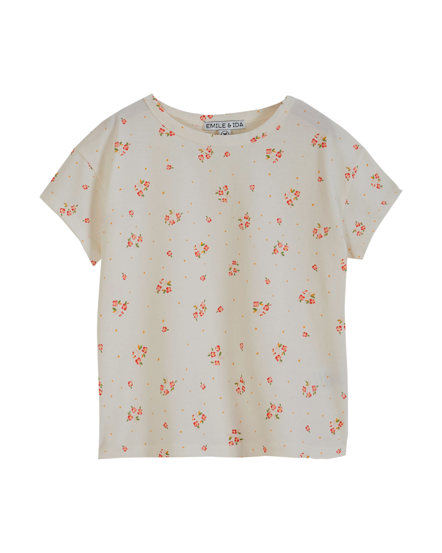 T-shirt - Coton bio à fleurs blanc