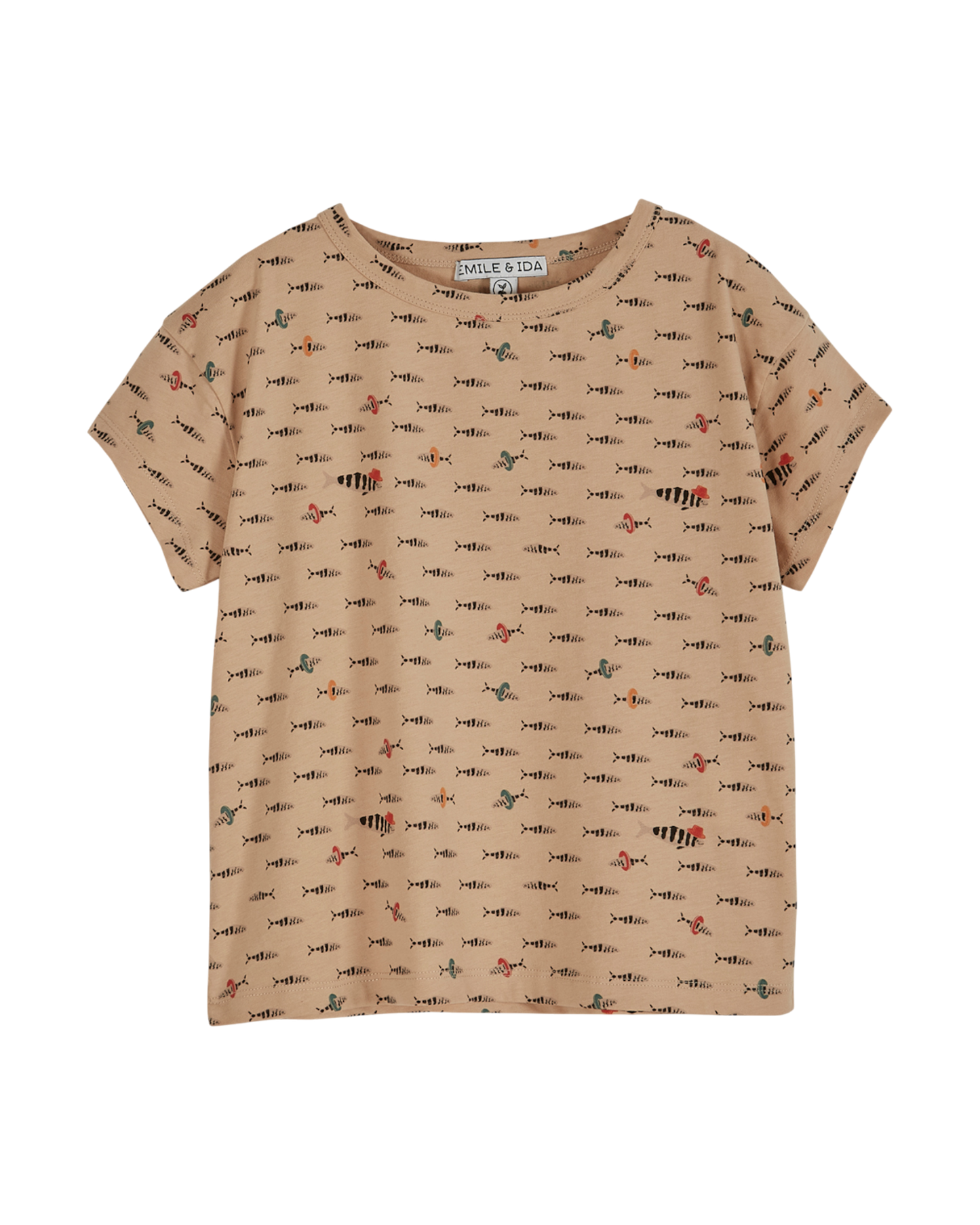 Beige fish organic cotton t-shirt