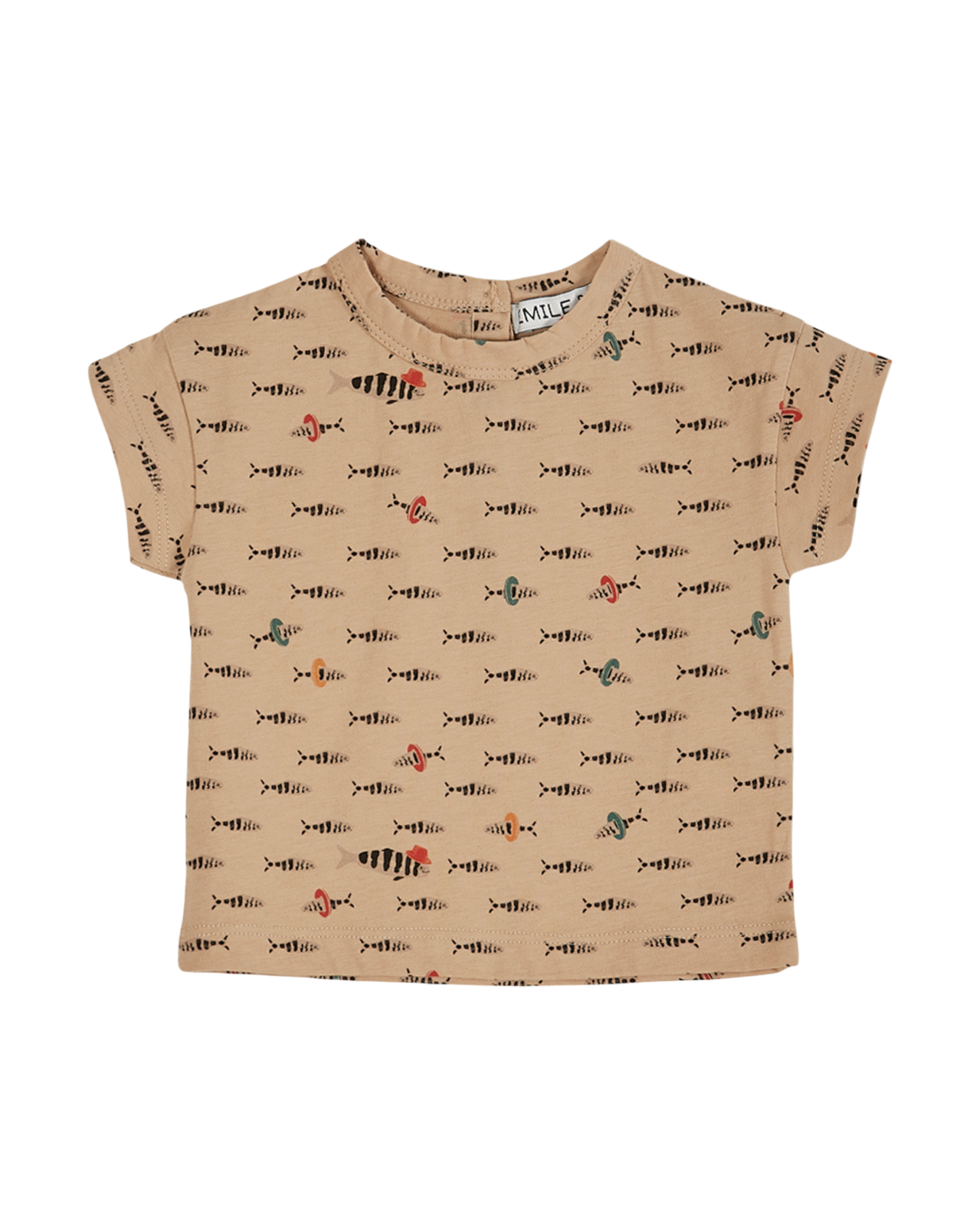Beige fish organic cotton t-shirt