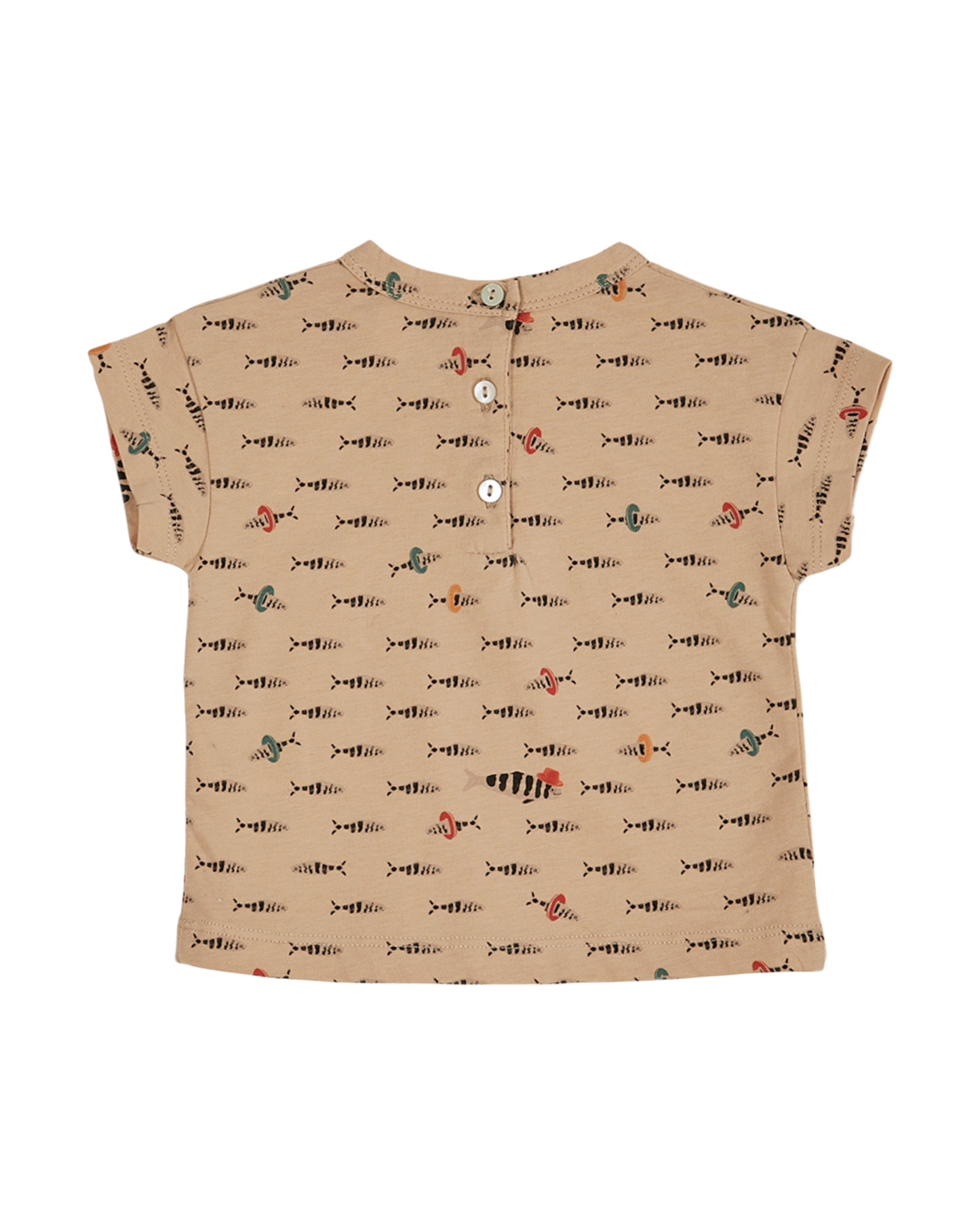 Beige fish organic cotton t-shirt
