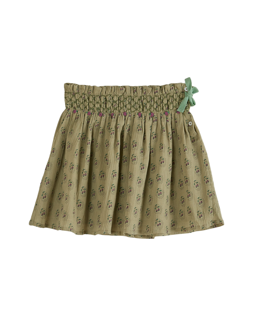 Jupe - Imprimée smocks coton vert