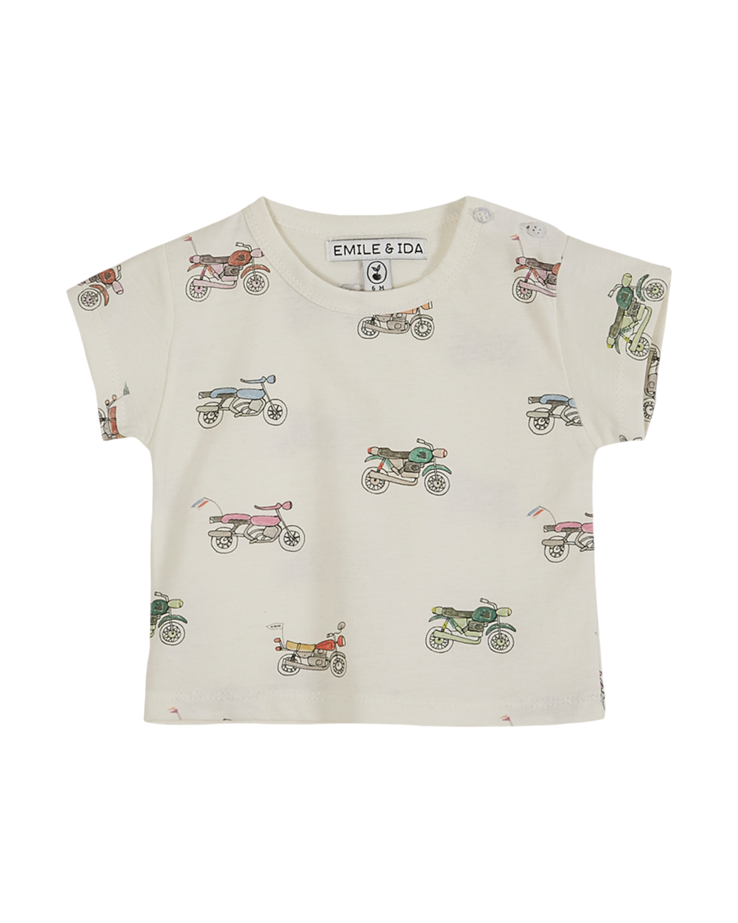 Organic cotton ecru motorcycle t-shirt