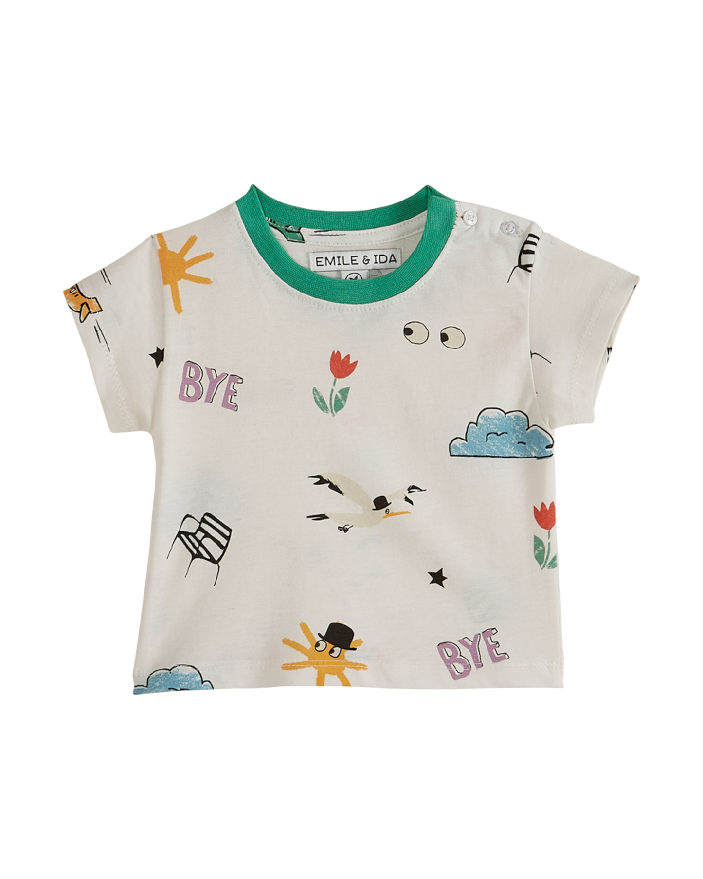 T-shirt -  Coton bio imprimé écru