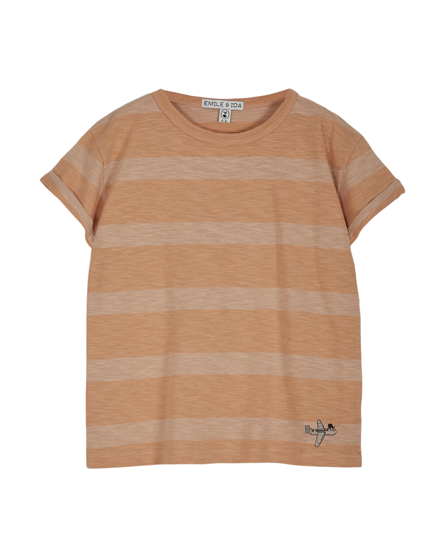 T-shirt - Coton bio rayé orange rose