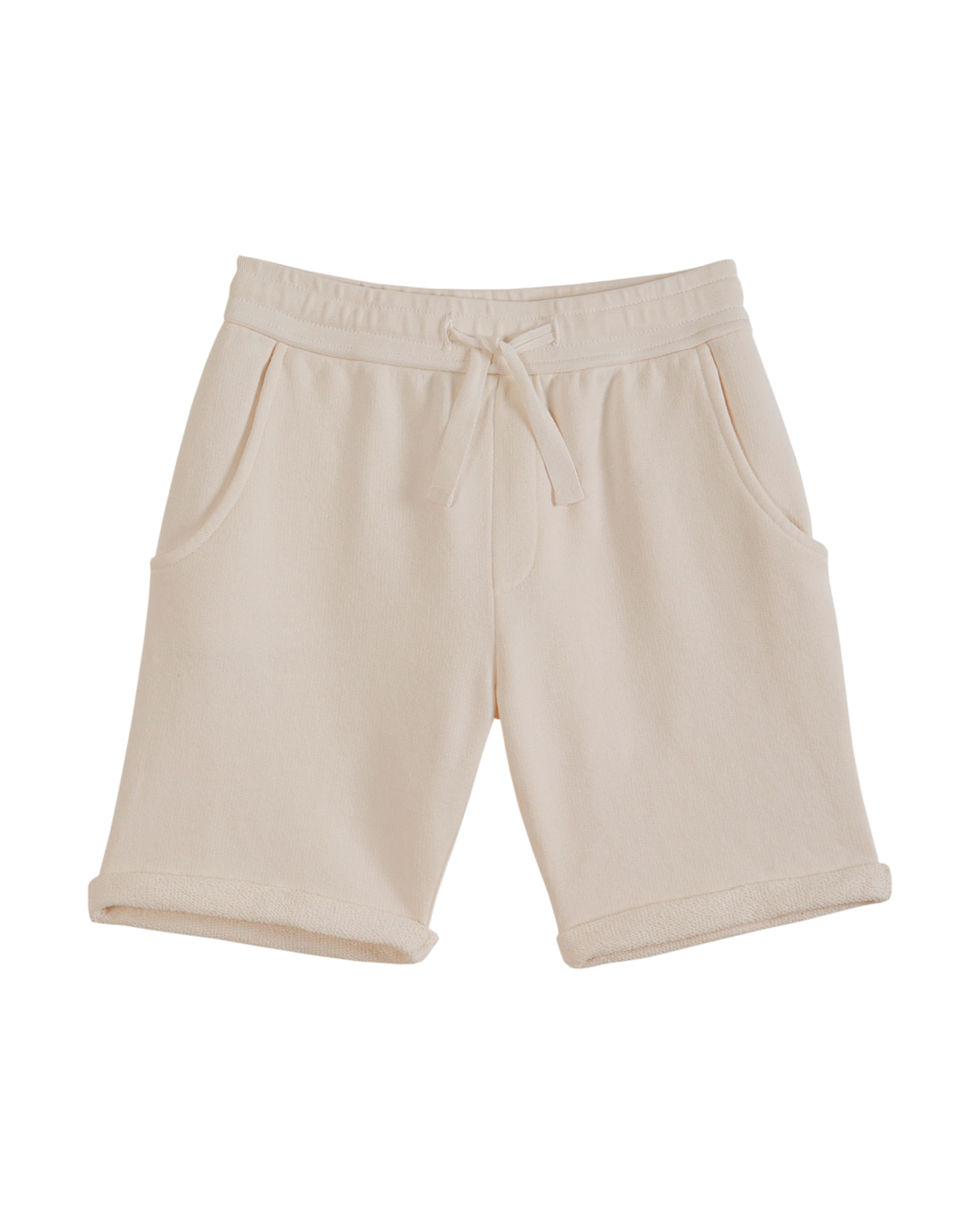 Organic cotton fleece Bermuda shorts in ecru