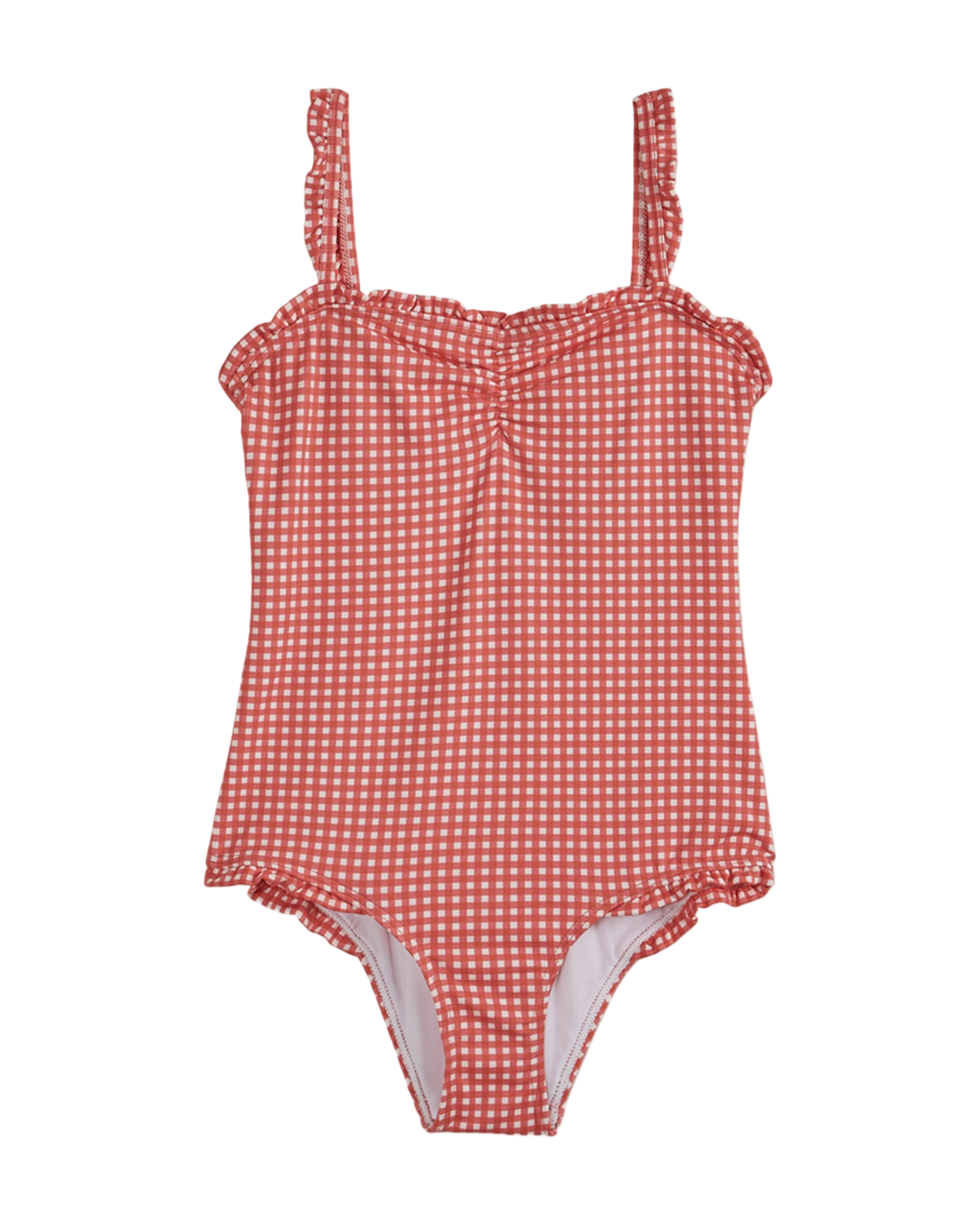 Red gingham one-piece swimsuit
