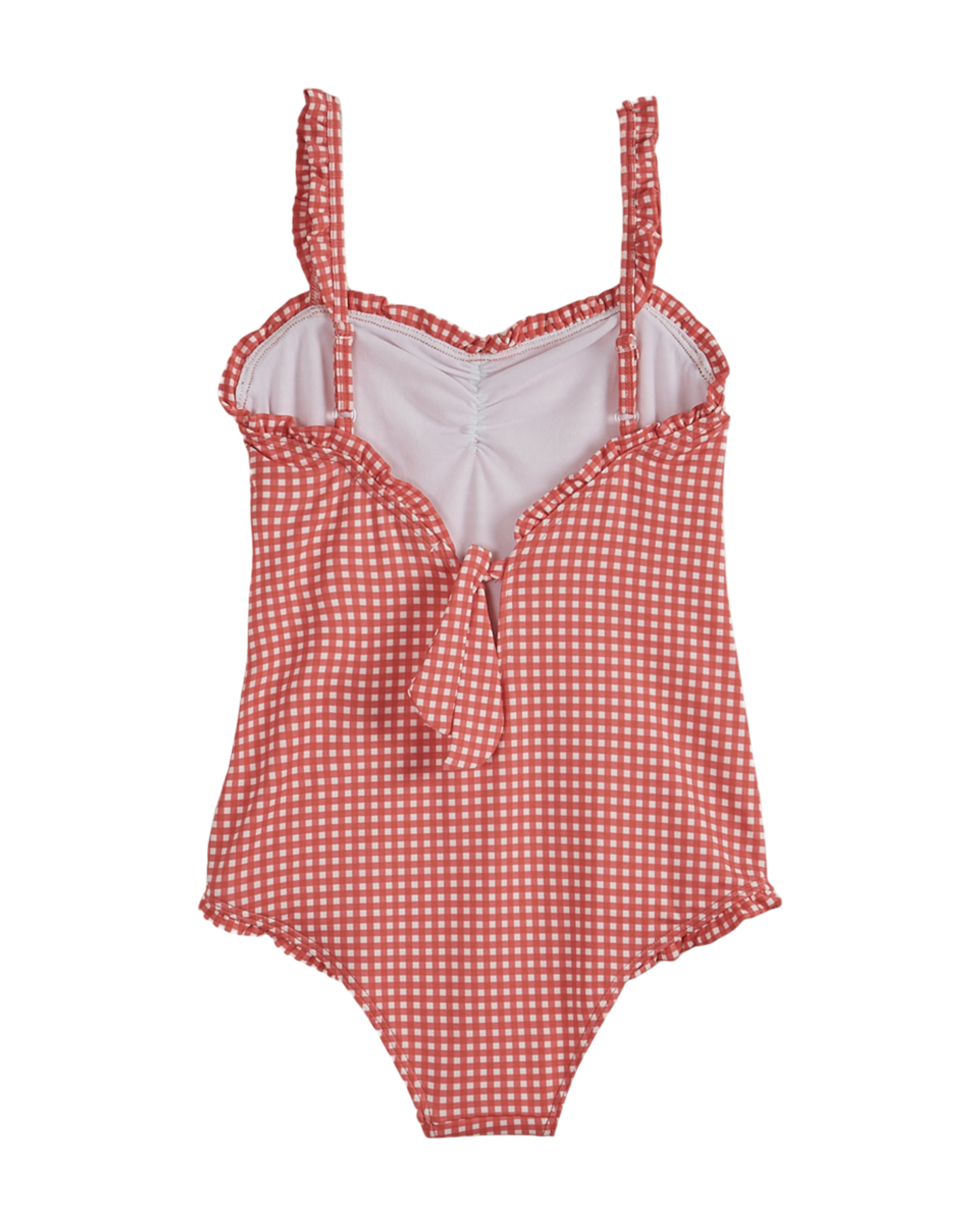 Red gingham one-piece swimsuit