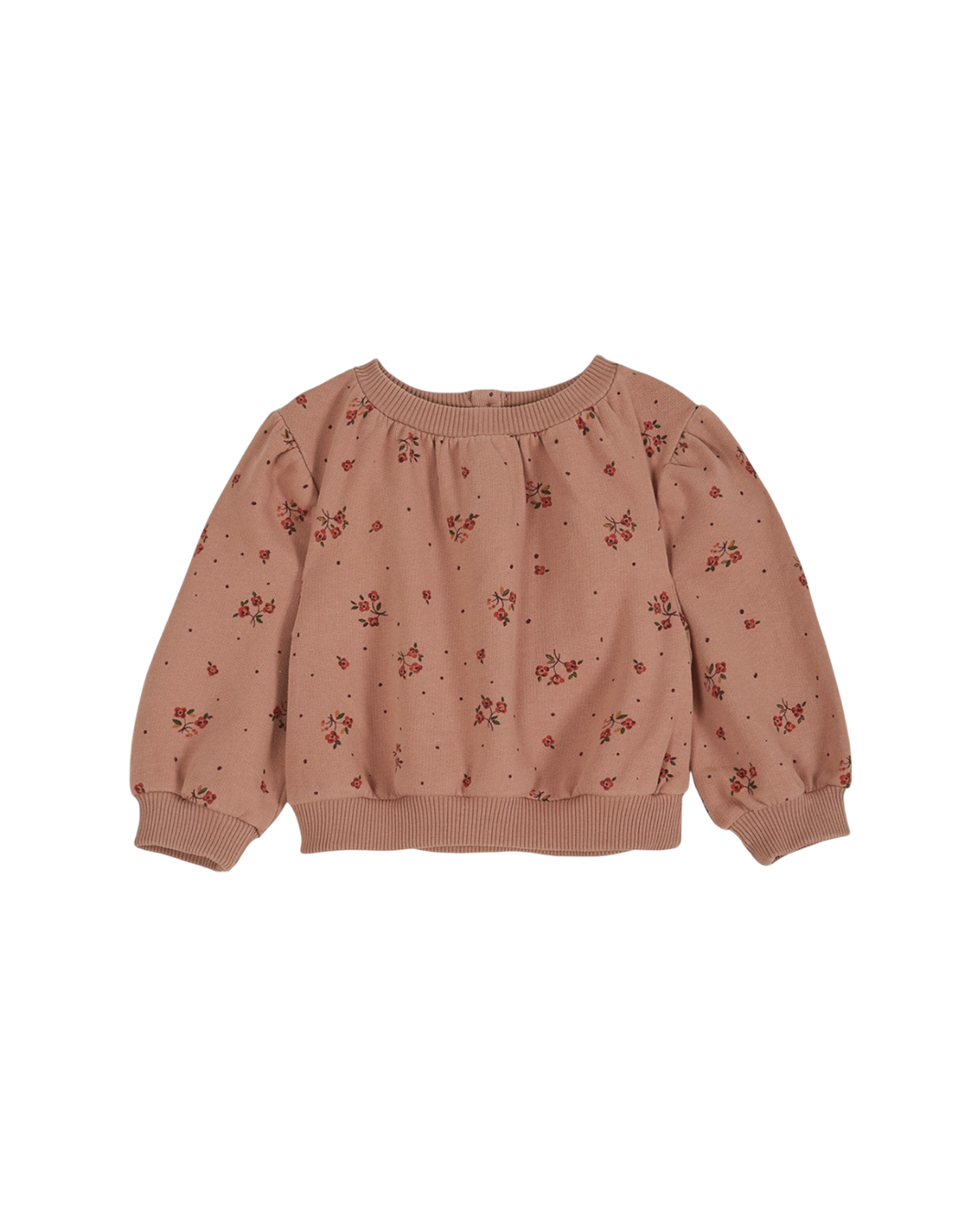 Terracotta floral terry cloth sweatshirt