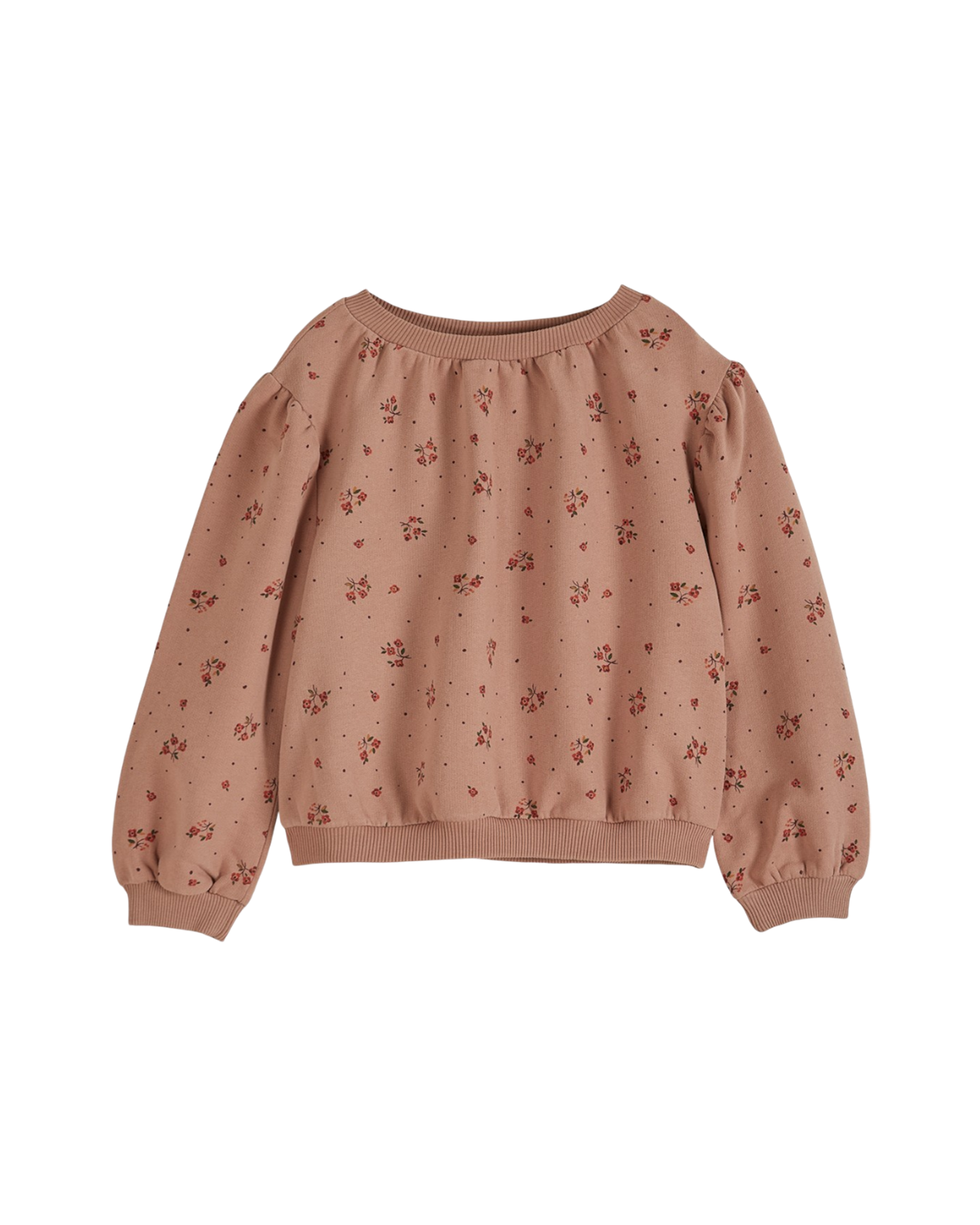 Terracotta floral terry cloth sweatshirt