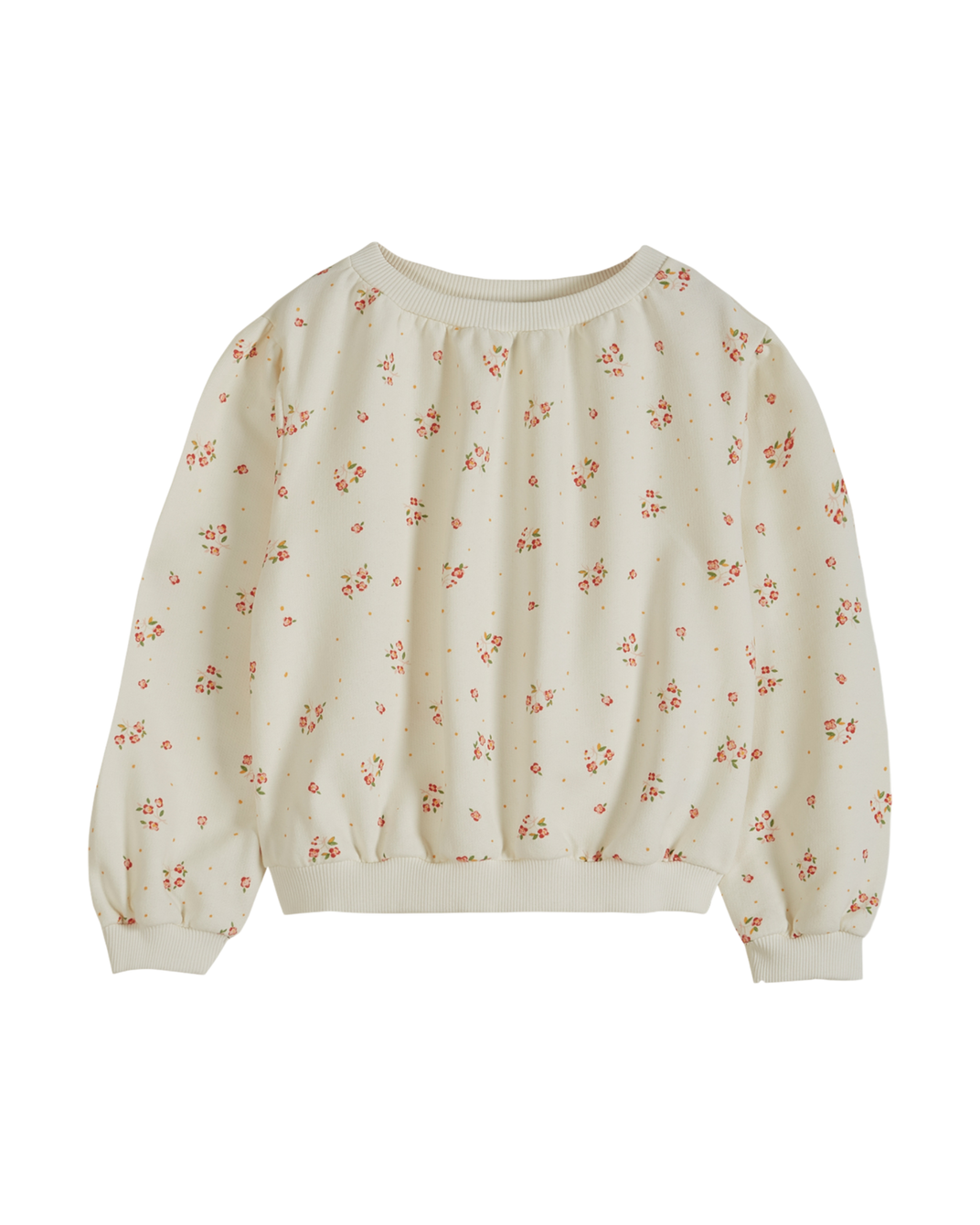 Organic cotton sweatshirt with ecru flowers