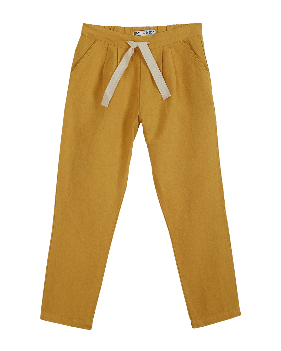 Yellow linen and cotton pants