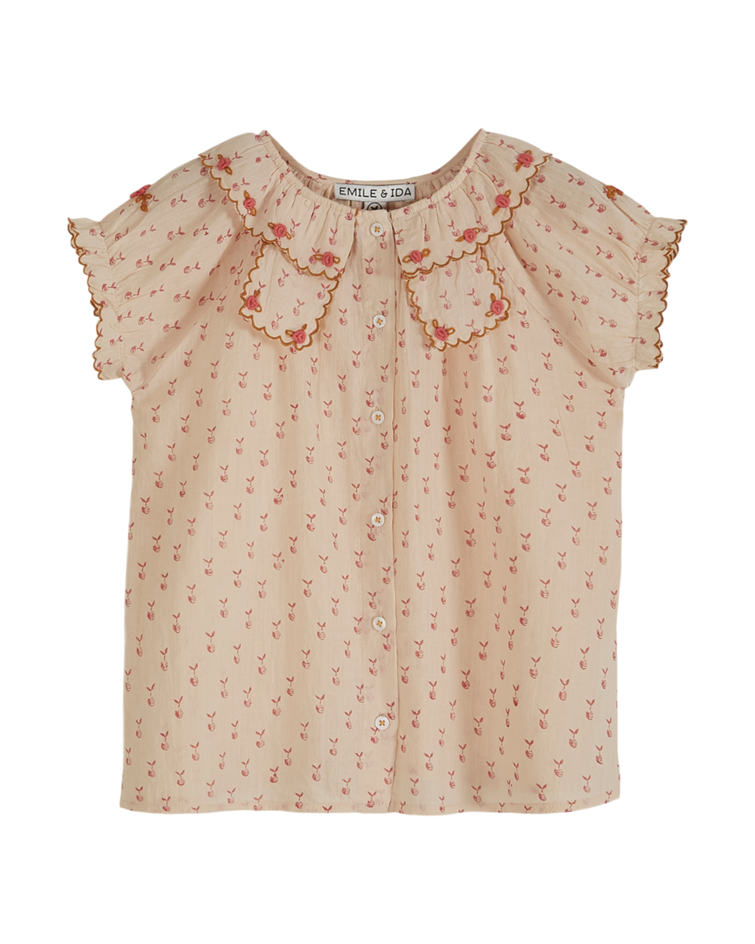Blouse - Imprimée reinette voile de coton beige