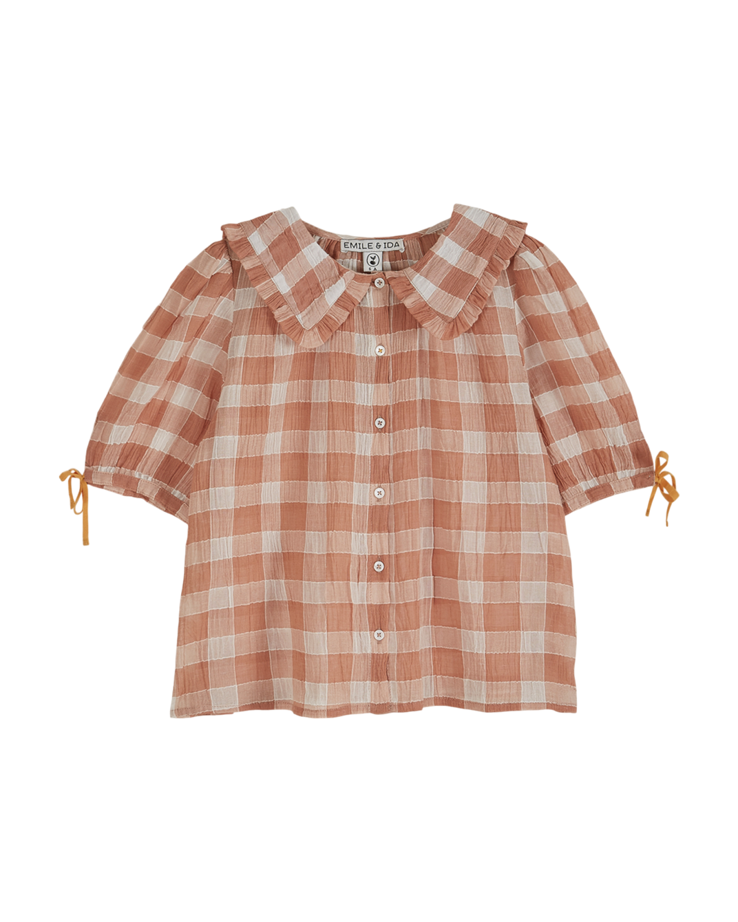 Blouse - Crépon de coton vichy terracotta