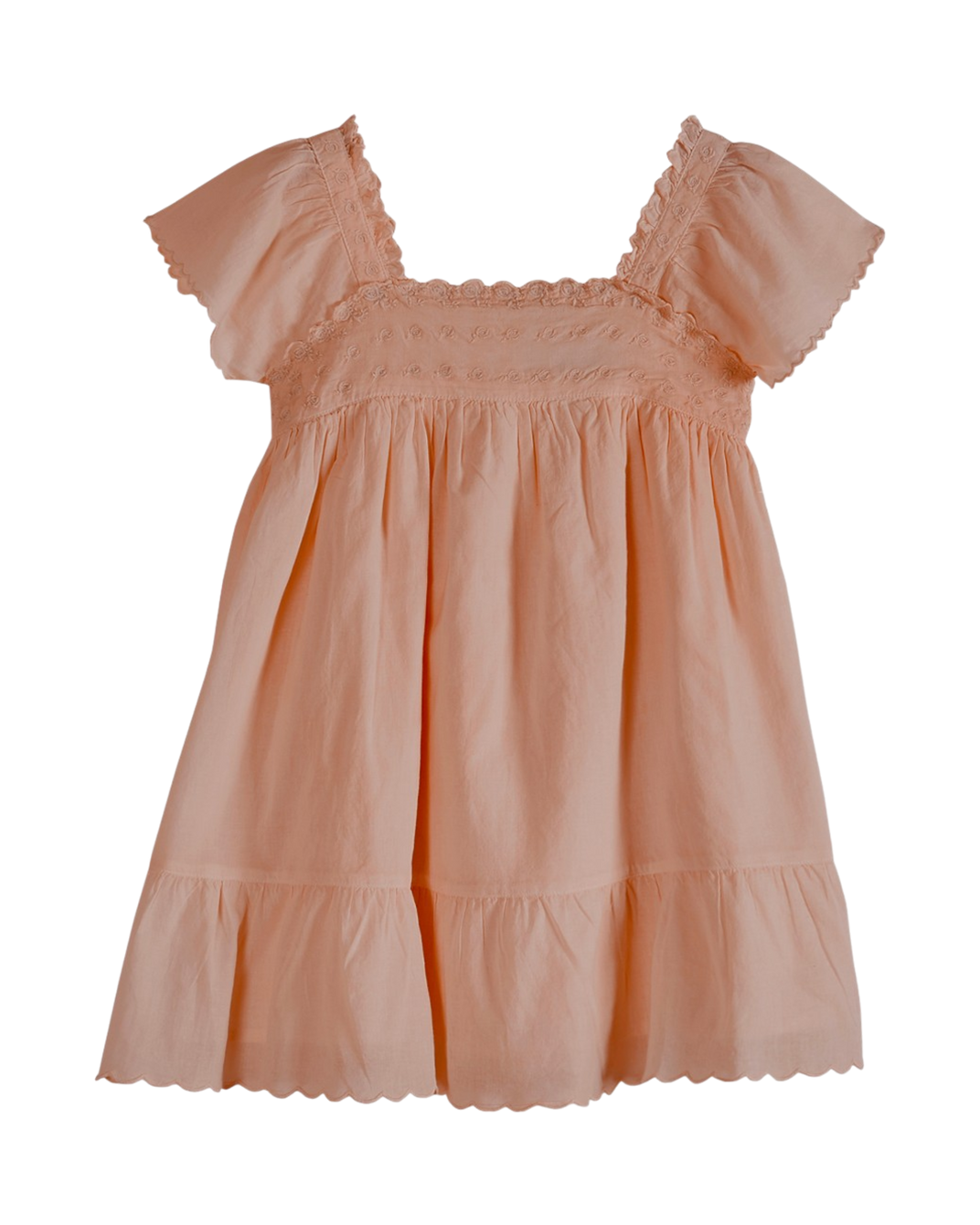 Robe - Brodée voile de coton rose