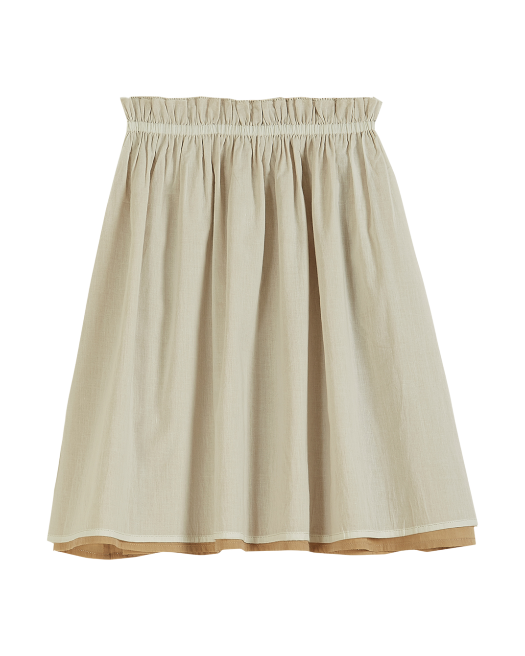 Jupe réversible - Voile de coton beige et écru