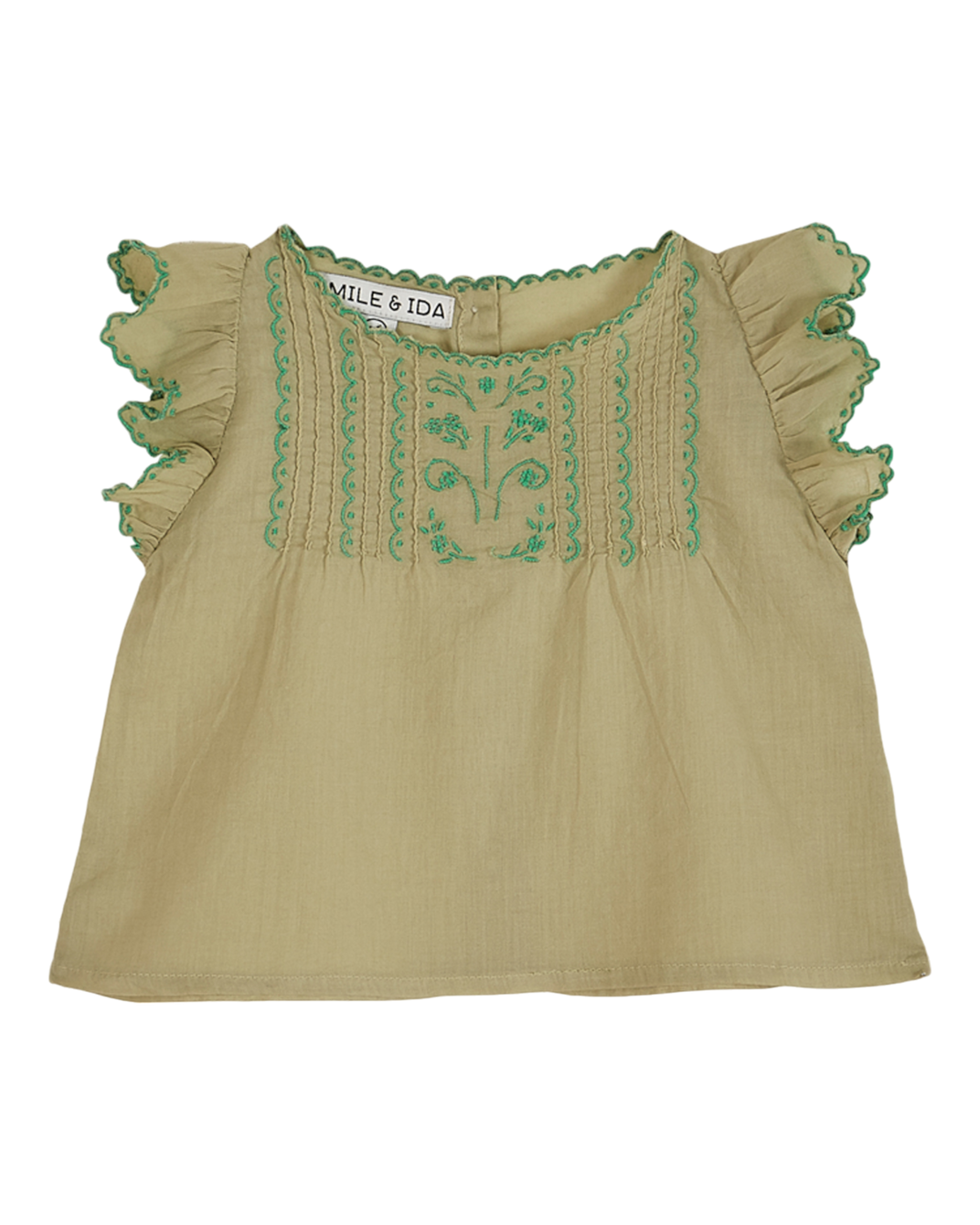 Blouse - Brodée voile de coton pistache