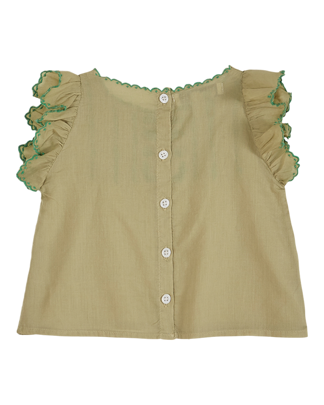 Blouse - Brodée voile de coton pistache