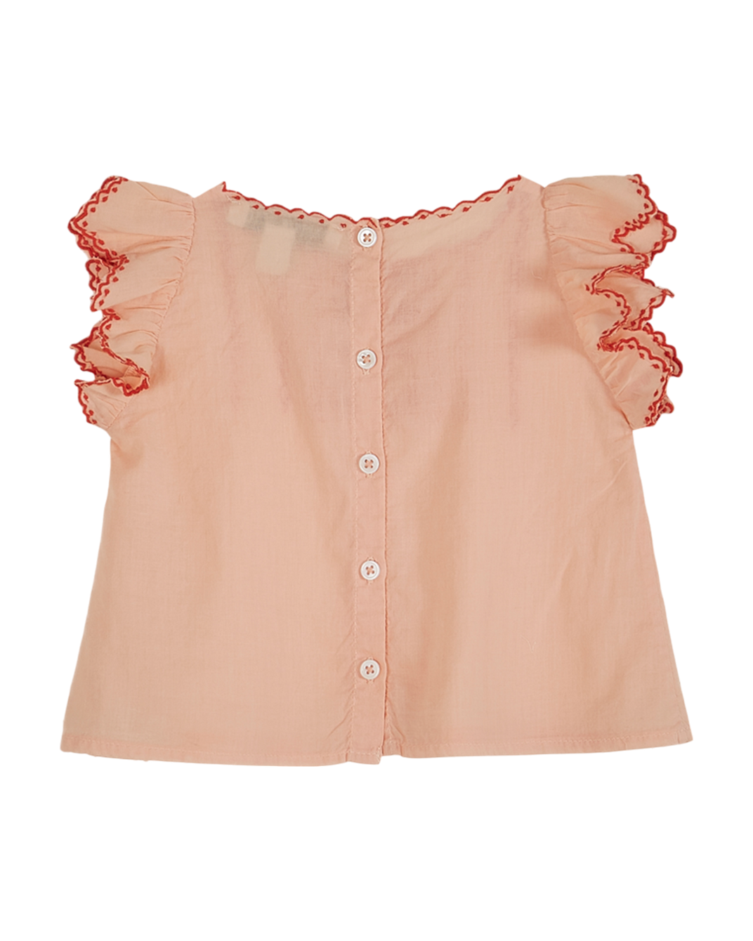 Blouse - Brodée voile de coton rose