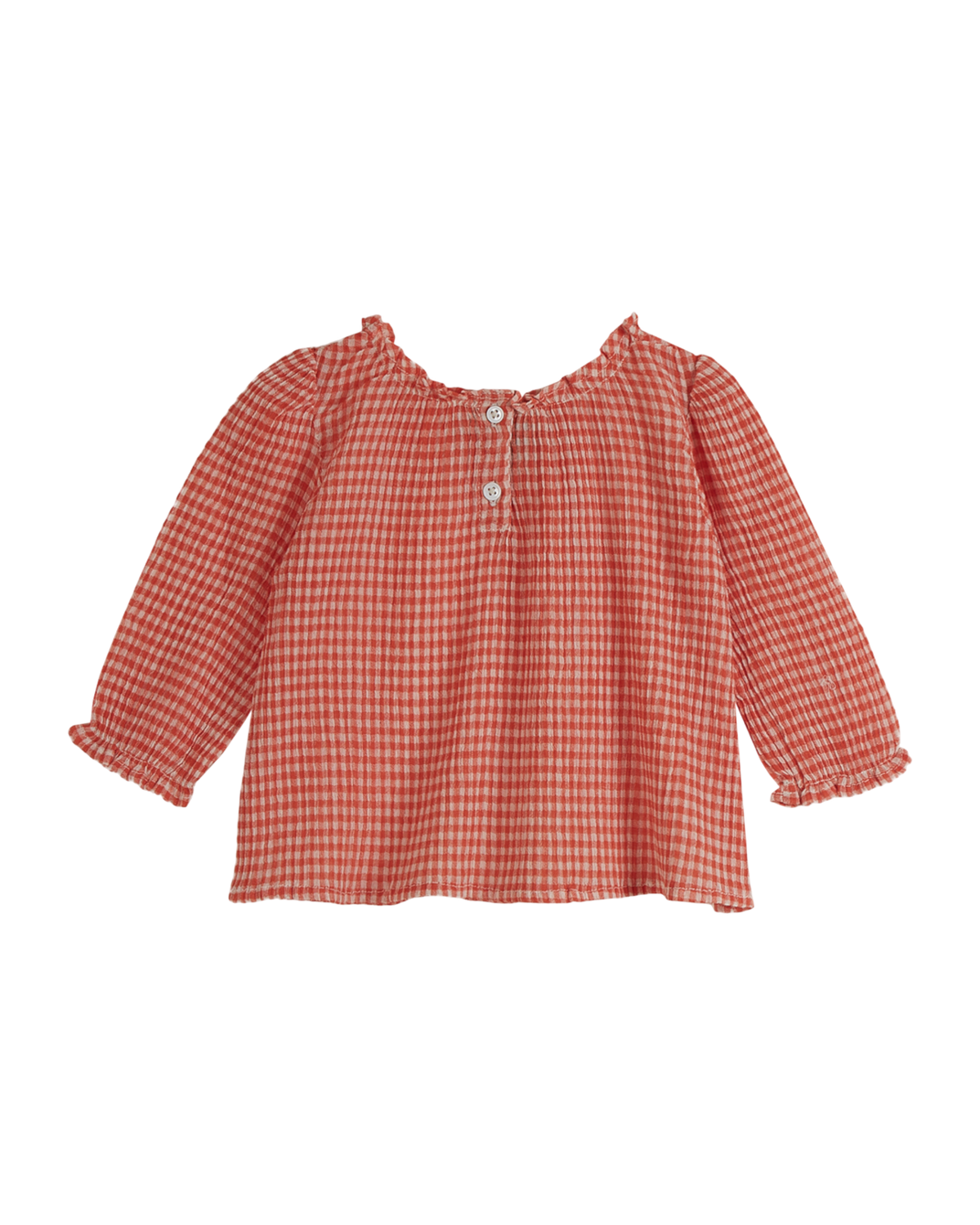 Blouse - Voile de coton vichy rouge