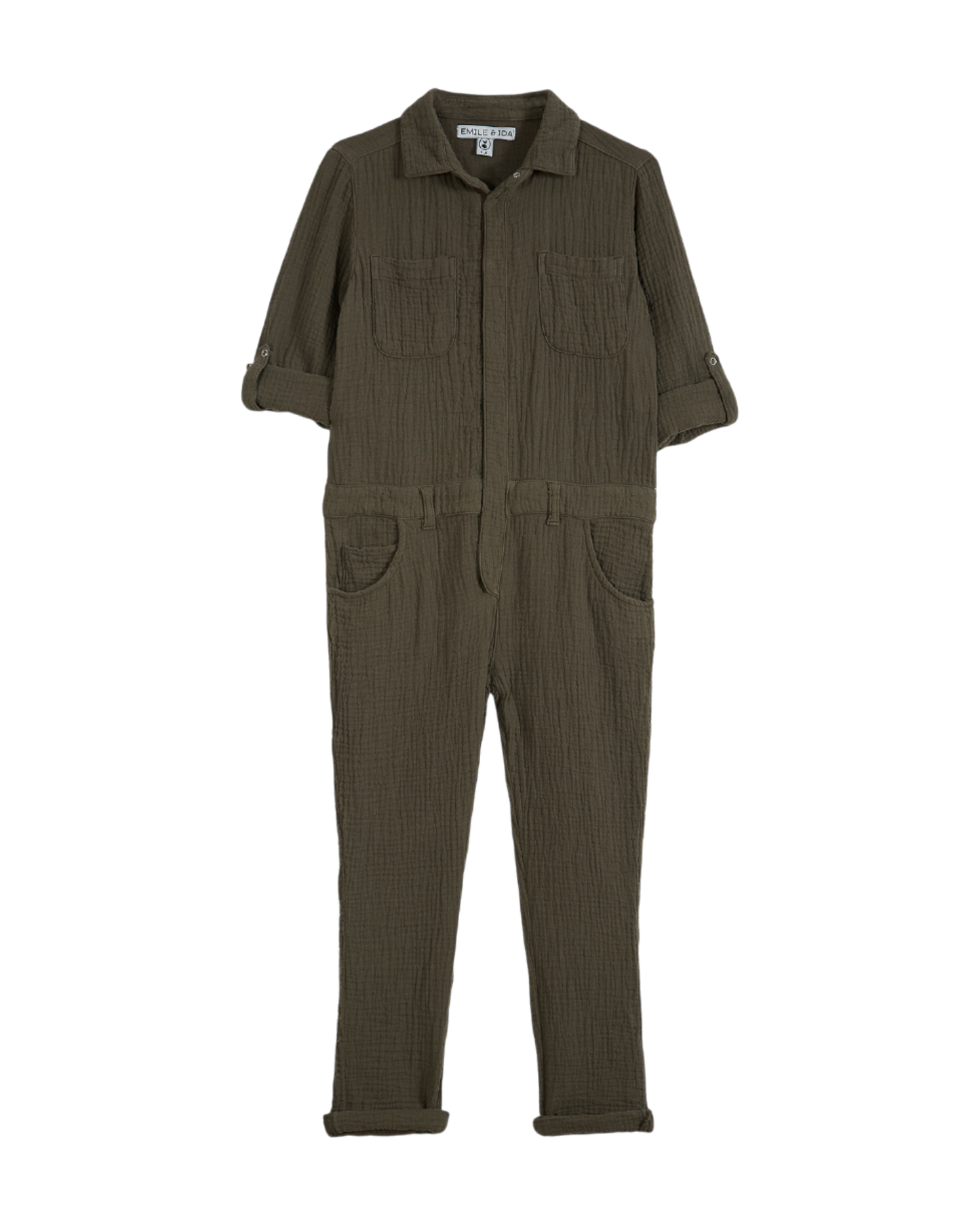 Combinaison double gaze de coton kaki
