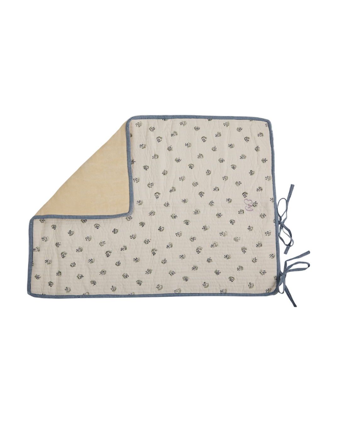 Ecru redcurrant cotton fleece changing mat