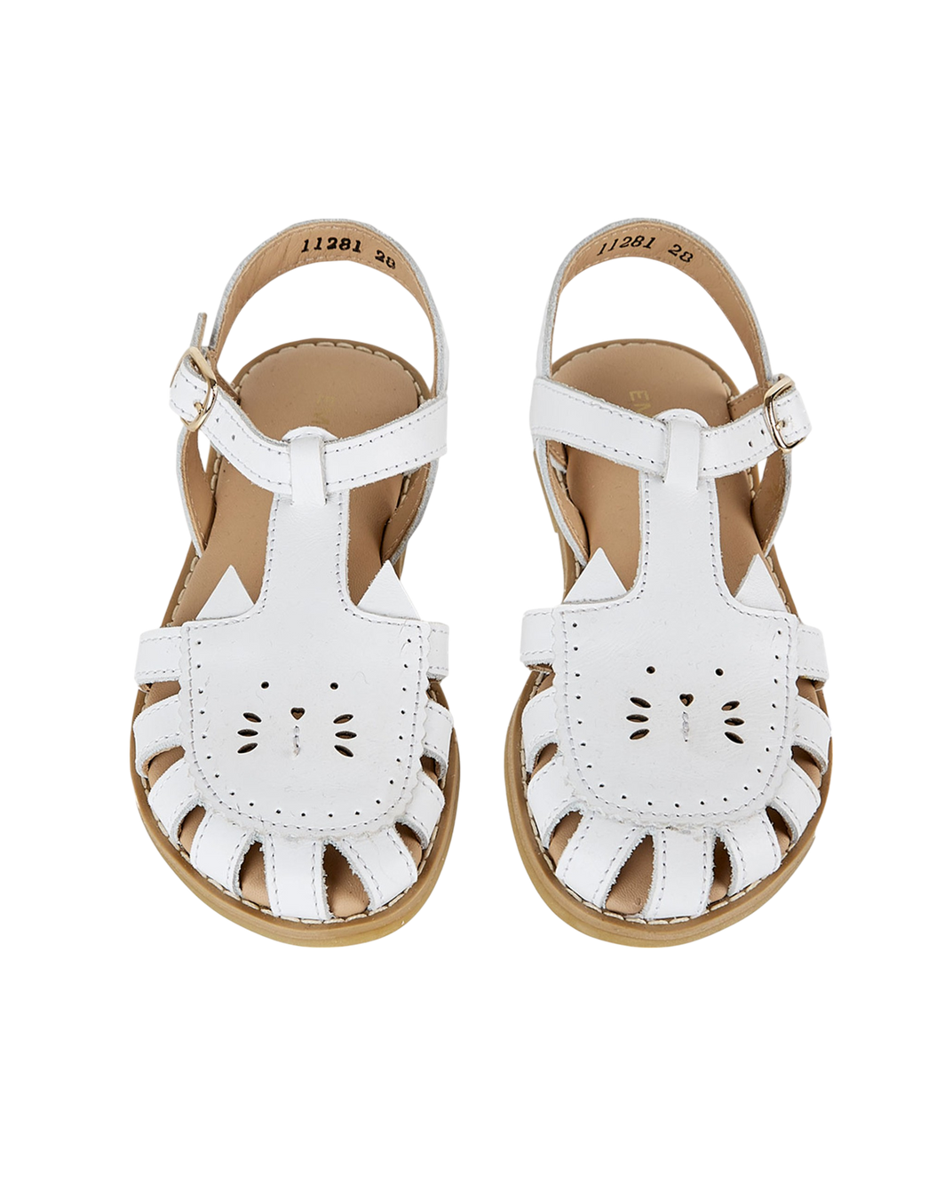 White leather kitten sandals