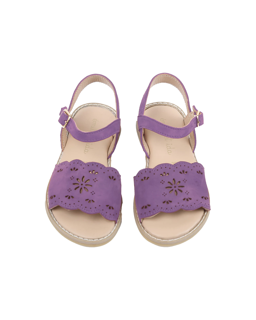 Sandales - Perforées cuir velours violet