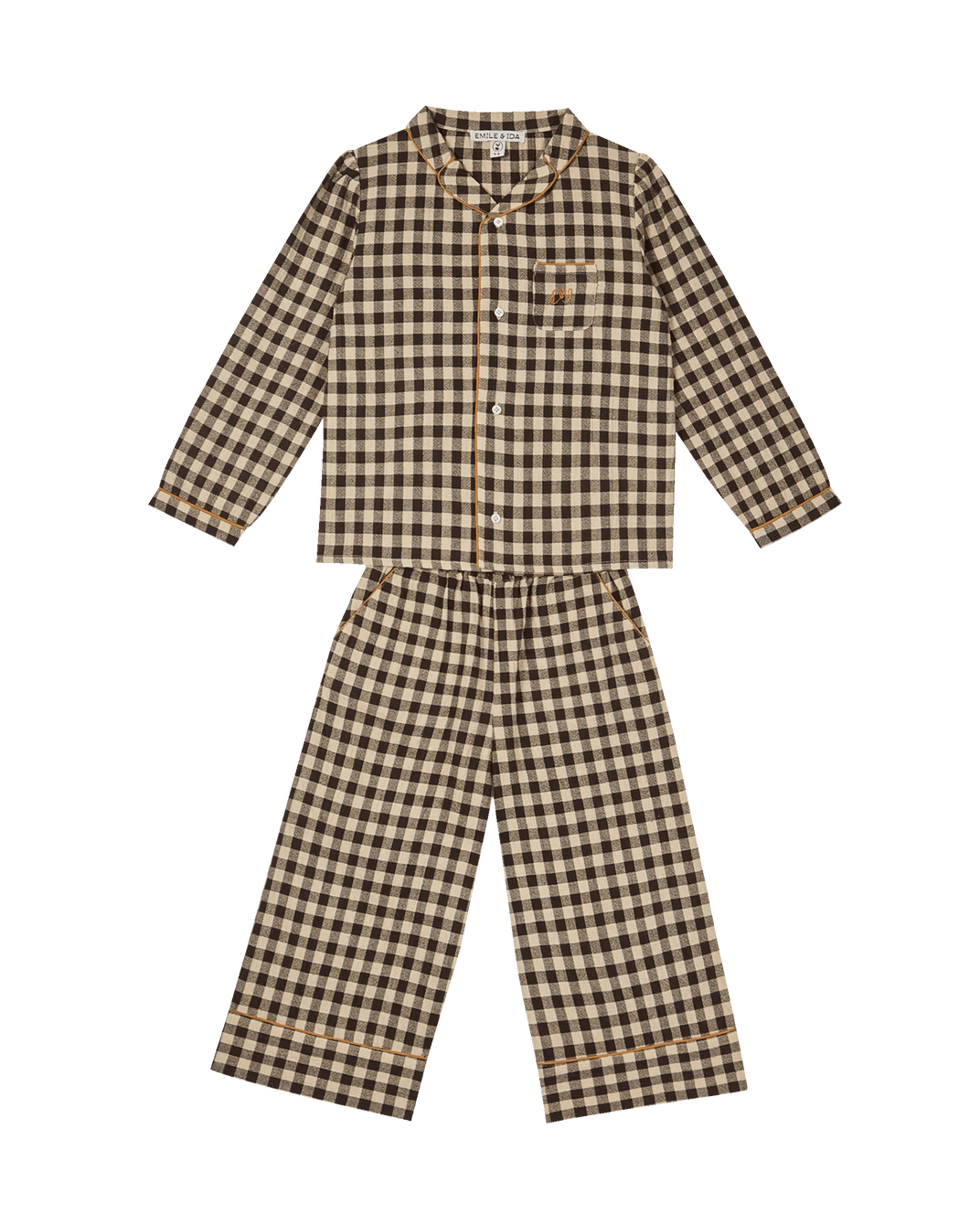 Pyjama coton vichy café