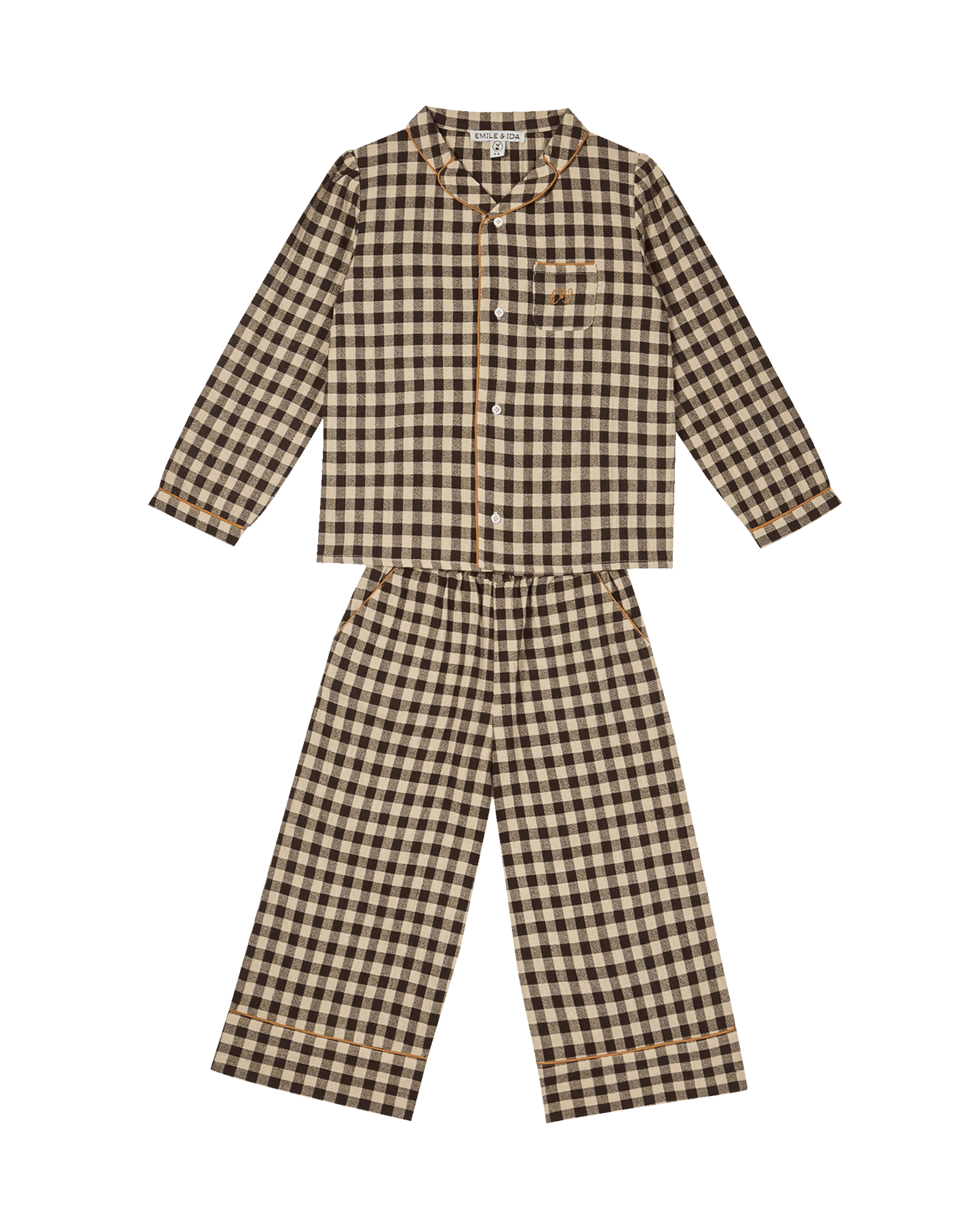 Pyjama coton vichy café