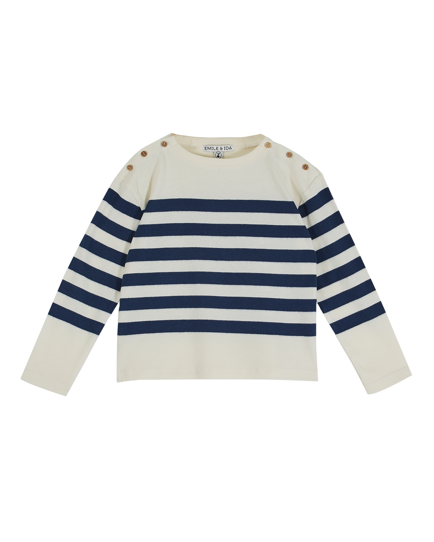 Tee-shirt jersey rayé écru et bleu marine