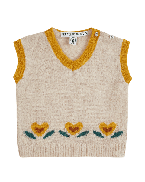 Pull sans manches tulipe grège
